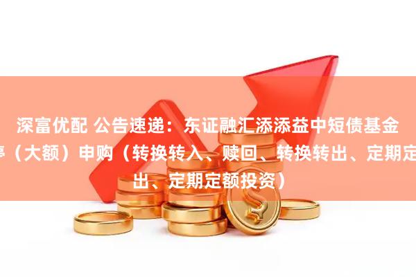 深富优配 公告速递：东证融汇添添益中短债基金基金暂停（大额）申购（转换转入、赎回、转换转出、定期定额投资）